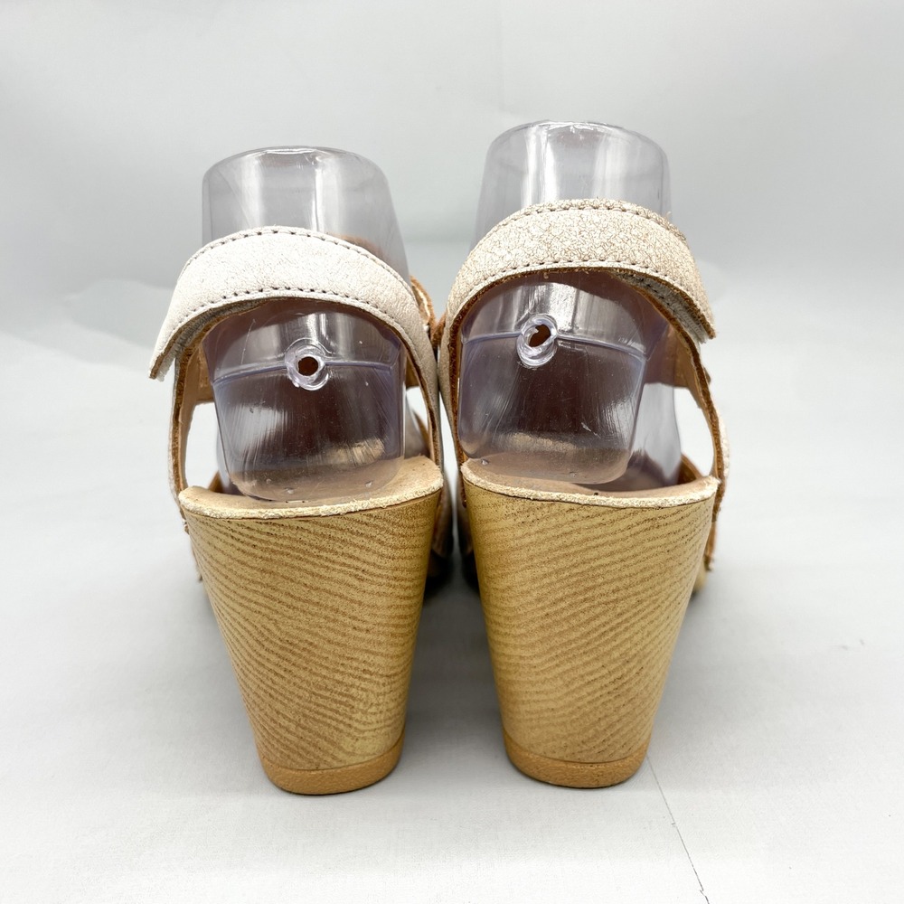 Dansko Womens 38 7.5 Teagan Heel Sandals Ivory Cutout Leather Peep Toe Clog Shoe - Picture 6 of 12